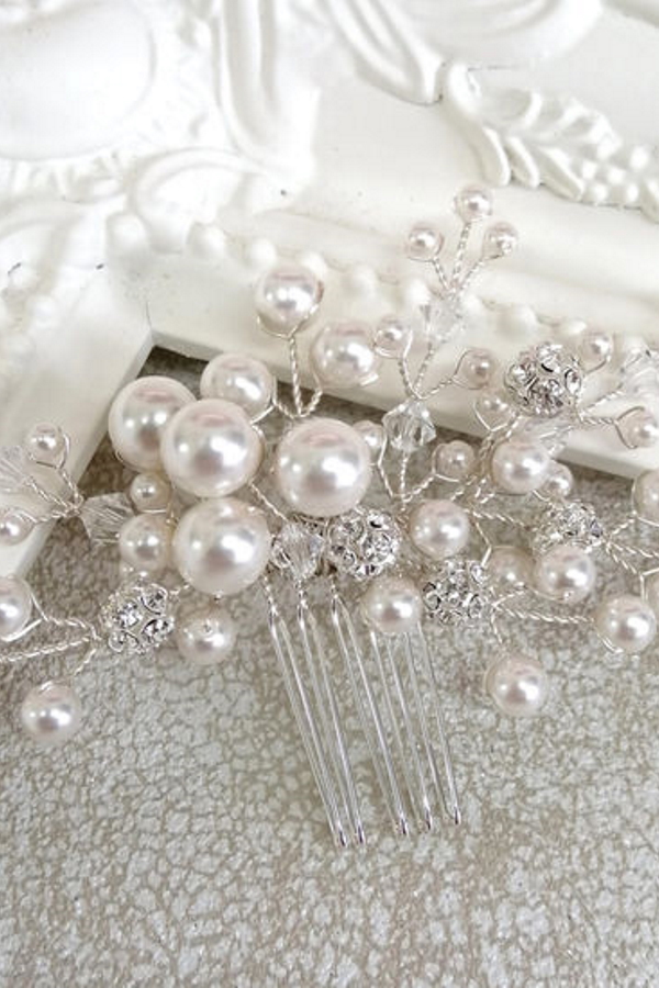 Mira Pearl Hair Comb by Linzi Jay - Whyte Weddings Chichester